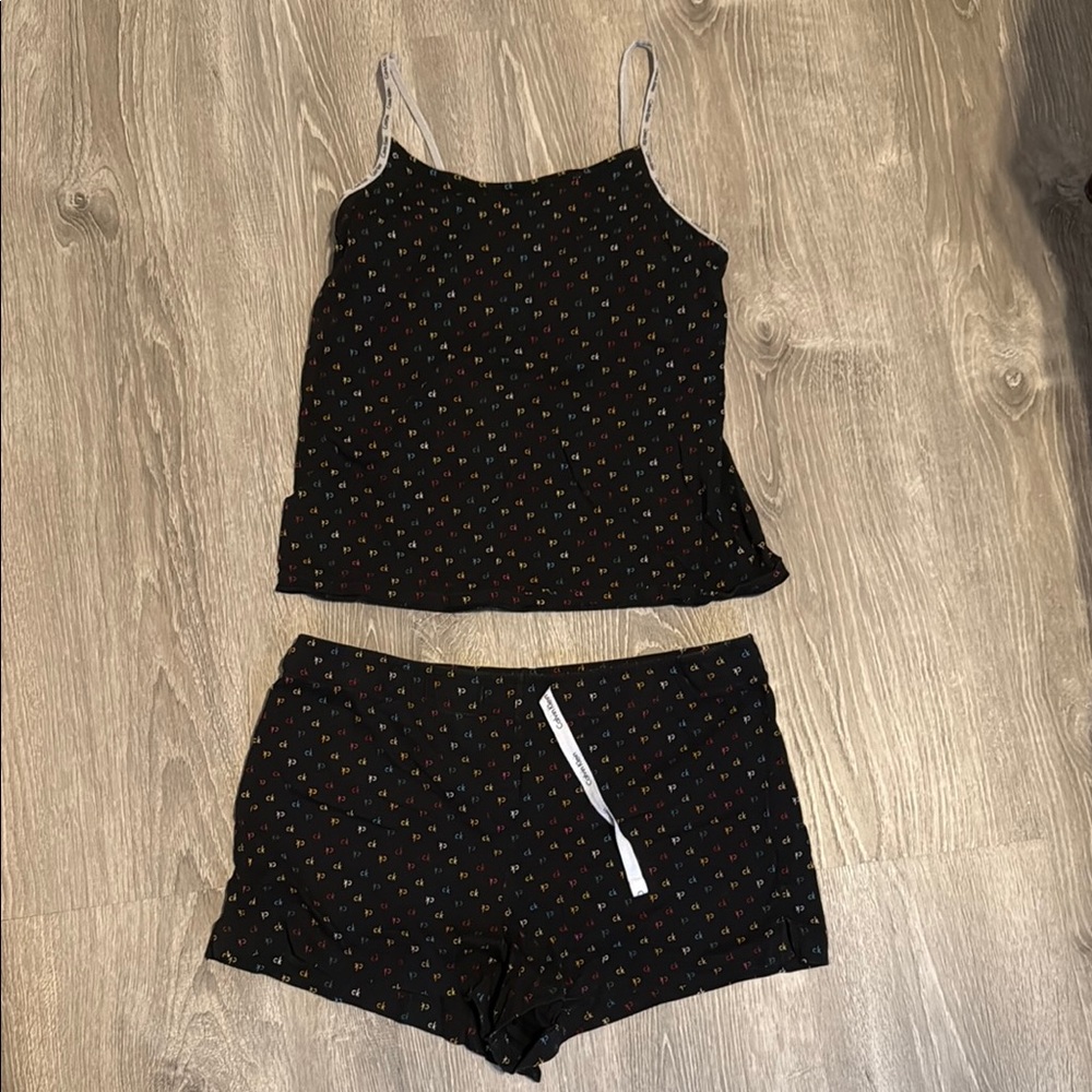 Calvin Klein Black Pajama Set with Spaghetti Straps